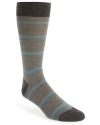 Grey Horizontal Striped Wool Socks