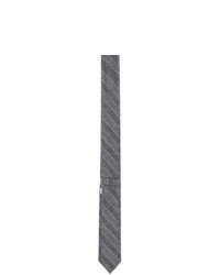 Thom Browne Grey Wool Stripe Classic Tie