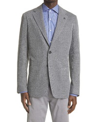 Canali Classic Fit Houndstooth Knit Cotton Blend Sport Jacket