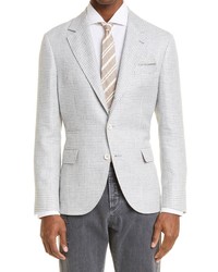 Brunello Cucinelli Houndstooth Linen Wool Blend Suit Jacket In C767 Pearl Grey At Nordstrom