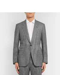 Kingsman Grey Slim Fit Houndstooth Wool Suit Jacket