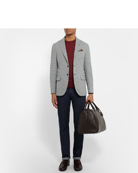 Mp Massimo Piombo Slim Fit Houndstooth Cotton And Linen Blend Blazer