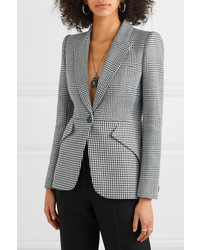 Alexander McQueen Prince Of Wales And Houndstooth Checked Wool Blazer