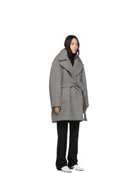Balenciaga Black And White Houndstooth Pinched Wrap Coat