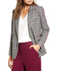 Grey Houndstooth Double Breasted Blazer