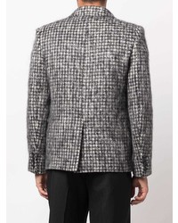 Saint Laurent Houndstooth Pattern Double Breasted Blazer