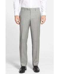 BOSS Sharp Flat Front Houndstooth Wool Trousers
