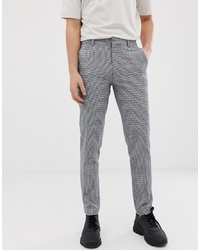ASOS DESIGN Skinny Smart Trousers In Navy Puppy Tooth