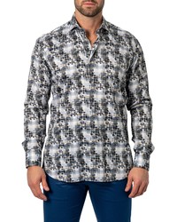Maceoo Einstein Contemporary Fit Houndstooth Grey Button Up Shirt At Nordstrom