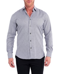 Maceoo Fibonacci Houndstooth Grey Button Up Shirt