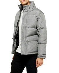 Grey Houndstooth Puffer Jacket