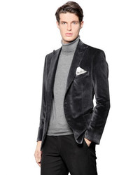 Brioni Houndstooth Cotton Silk Velvet Jacket