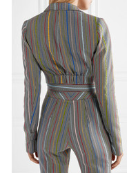 Rosie Assoulin Cropped Wool And Silk Blend Jacquard Wrap Blazer