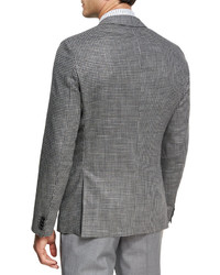 BOSS Houndstooth Jersey Wool Sport Coat Charcoal