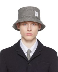 Grey Houndstooth Wool Bucket Hat