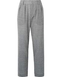 Grey Houndstooth Wool Dress Pants