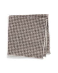 Grey Houndstooth Wool Pocket Square