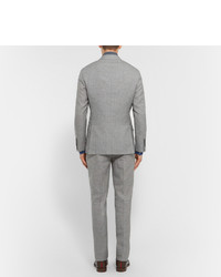 Brunello Cucinelli Grey Slim Fit Houndstooth Linen Wool And Silk Blend Suit