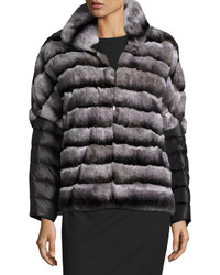 GORSKI Rabbit Fur Jacket W Removable Down Sleeves Charcoal