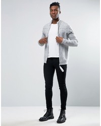 Asos Zip Up Funnel Knitted Jacket With Burst Seams