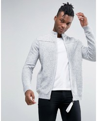 Asos Zip Up Funnel Knitted Jacket With Burst Seams