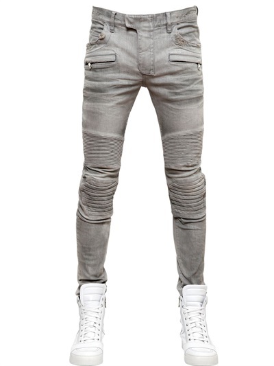 Balmain 16cm Stretch Cotton Denim Jeans, $1,423 | LUISAVIAROMA | Lookastic