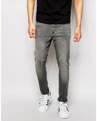 Asos Brand Super Skinny Jeans In Light Gray Wash