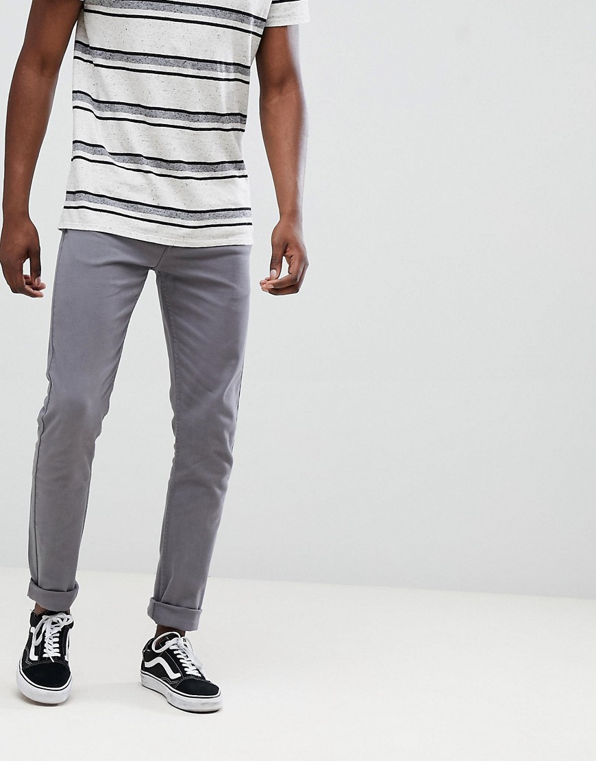 Farah Drake Super Slim Fit Twill Jeans In Grey, $30 | Asos | Lookastic