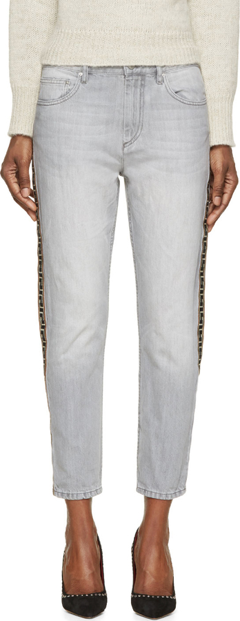 tobak Ovenstående amplifikation Etoile Isabel Marant Isabel Marant Etoile Grey Embroidered Trim Penn Gaucho  Jeans, $395 | SSENSE | Lookastic