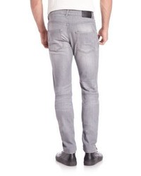 Pierre Balmain Faded Ribbed Panel Slim Fit Jeans