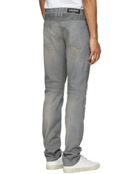 Balmain Grey Biker Rib Jeans