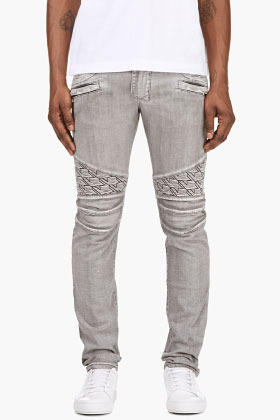 mozaïek botsen Discriminerend Balmain Grey Washed Biker Jeans, $1,250 | SSENSE | Lookastic