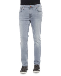 Nudie Jeans Nudie Thin Finn Pale Lead Washed Denim Jeans Light Gray