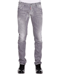DSQUARED2 Paint Splatter Slim Fit Jeans Light Gray