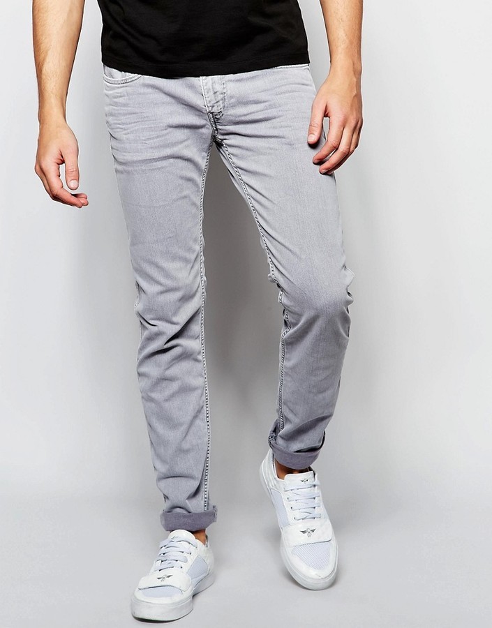 lys pære Udfyld erotisk Replay Jeans Anbass Slim Fit Stretch Light Gray Overdye Wash, $187 | Asos |  Lookastic