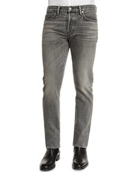 Tom Ford Straight Fit Faded Wash Denim Jeans Gray