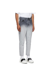 Marcelo Burlon County of Milan White And Black Denim Gradient Jeans