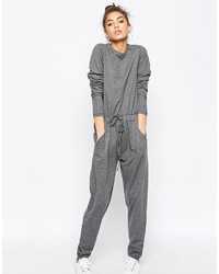 Asos Collection Jersey Jumpsuit With Long Sleeves And Drawstring Waist In Sweat