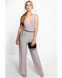Boohoo Plus Caitlyn Strappy Wrap Front Jumpsuit