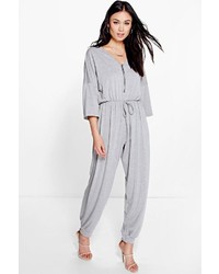 Boohoo Ria Oversized Casual Zip Front Jersey Jumpsuit