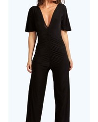 Boohoo Riley Ruched Front Slinky Jumpsuit