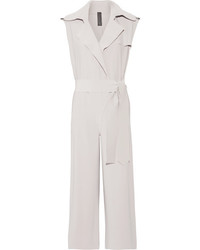Norma Kamali Wrap Effect Stretch Jersey Jumpsuit Taupe