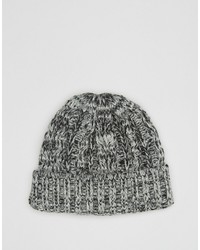 Asos Cable Fisherman Beanie In Gray Twist