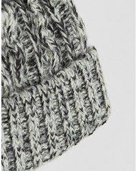 Asos Cable Fisherman Beanie In Gray Twist