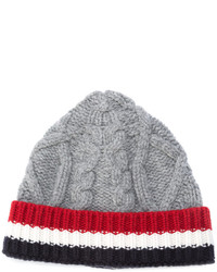 Thom Browne Cable Knit Stripe Panel Beanie