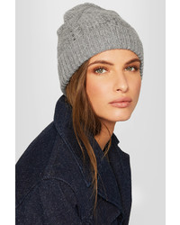 Frame Cable Knit Wool And Cashmere Blend Beanie Gray