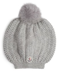Moncler Fox Fur Pompom Knitted Beanie Hat