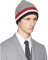Thom Browne Grey And Tricolor Merino Aran Cable Beanie