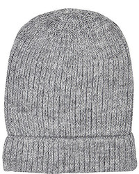 River Island Grey Ribbed Knitted Beanie Hat