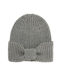 kate spade new york Metallic Bow Beanie In Heather Gray At Nordstrom